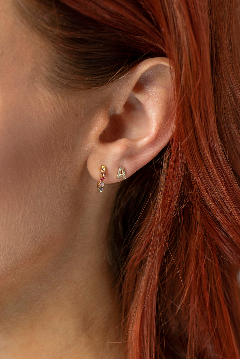 Rainbow Sapphire Hoop Earrings